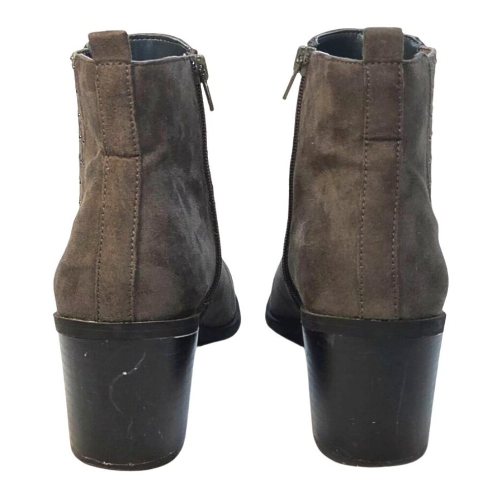 Kensie Taupe Anthony Faux Suede Block Heel Studded Ankle Booties Size 8.5M - Picture 4 of 9